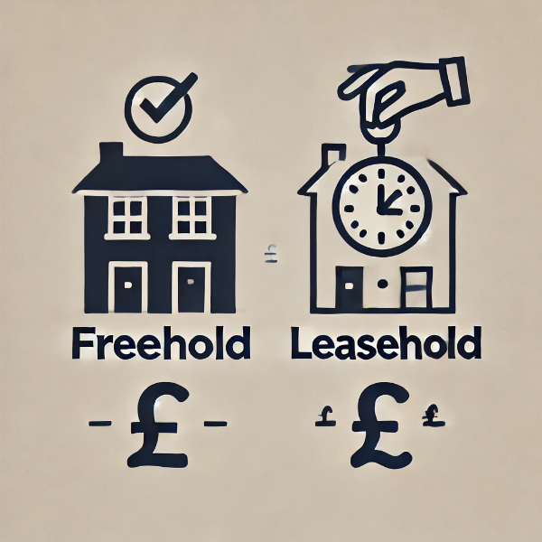 image depicting freehold vs leasehold property ownership in the UK